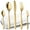 Gold, variant on COPOTI Silverware Set 20 Piece For 4 People, Modern Stainless Steel Knife Fork Spoon Flatware Set.