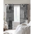thumbnail image 3 of Grey Abstract Blackout Curtains 39 Inches Long for Bedroom, Modern Mottled Art Oil Painting Thermal Insulated Room Darkening Black Out Window Curtain Panels Grommet Drapes for Living Room, 3 of 8