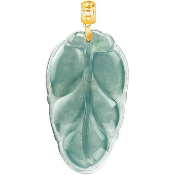 14K Gold Jade Pendant Necklace, Jade Leaf Pendant Necklace, Women's Day, Mother's Day Gift for Mother, Wife, Girlfriend