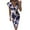 Navy, variant on IROINNID Sheath Dress For Women Gorgeous Flowers Printing Ruffle Hem Slimming Ruched Sleeveless Dress V-Neck Below The Knee Dress