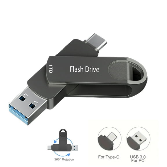 1TB USB Flash Drive 1000GB High Speed Thumb Drive Data Storage Photo Stick for Type C Phones, Laptops, PC, Etc