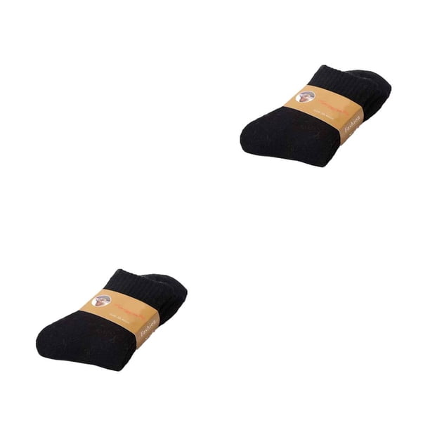 Qarigey Calcetines de invierno para hombre, gruesos, cálidos, de felpa, cómodos, transpirables, para deportes al aire libre, calzado lavable Negro 2piezas Qarigey CBP019042