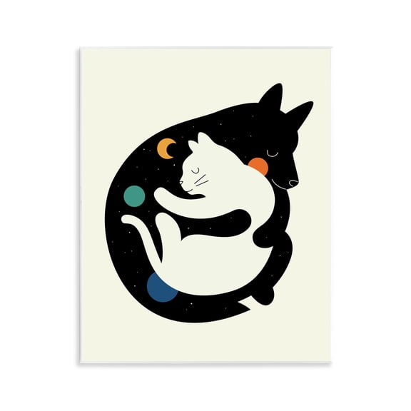 Stupell Industries Hugging Dog & Cat Animals Painting Unframed Art Print Wall Art, 11 x 14