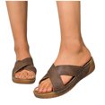 thumbnail image 1 of VOAVEKE Sandales Marron pour Femmes, Sandales pour Femmes, Semelle en Liège Confortables Marron 7.5, 1 of 7