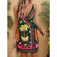 thumbnail image 4 of Women's Sleeveless Wrap V Neck Tie Knot Boho Short Dresses Green XL, 4 of 8