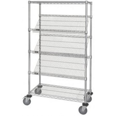 Mobile Chrome Wire Shelving Slanted Shelf Unit