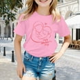 thumbnail image 2 of Baby Girl Shirts Comfortable Short Sleeve T Shirt Top Cartoon Print Crew Neck Holiday Shirts T-Shirt Boys & Girls Shirts Pink,5-6Y, 2 of 4
