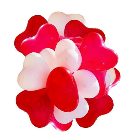 ROMANSENTIAL Heart Shaped Latex Balloon 50 Pcs Red White 11.8*3.9in Wedding Decorations