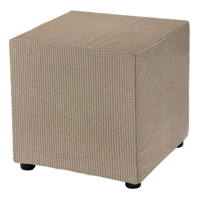 Funda de otomán cuadrada 18x18x18 pulgadas, fundas de otomán de poliéster, marrón claro