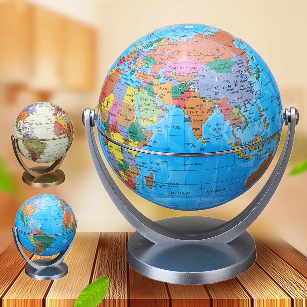 360° Rotating Globes Earth Ocean Globe World Geography Map Home Office