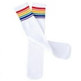 thumbnail image 5 of Kids Boys Girls Rainbow Striped Sock Soft Knee High Socks Student Football Sports Socks White S 35CM, 5 of 9