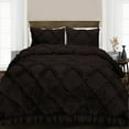thumbnail image 1 of Oversized Queen Comforter Diamond Ruffle Chocolate Luxurious Collection Microfiber Fill Duvet Insert Box Stiched Quilted Fluffy Soft All Season Comforter with Pillowcases & Premium Piping, 1 of 7