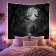 thumbnail image 2 of Moon Stars Nighttime with Forest Monochromatic Dominated Blacks, Spooky Gothic for Gothic Decor Fans, Dark Art Decor, Halloween Gift, Tapestry Wall Hanging for Bedroom and Dorm, 2 of 7