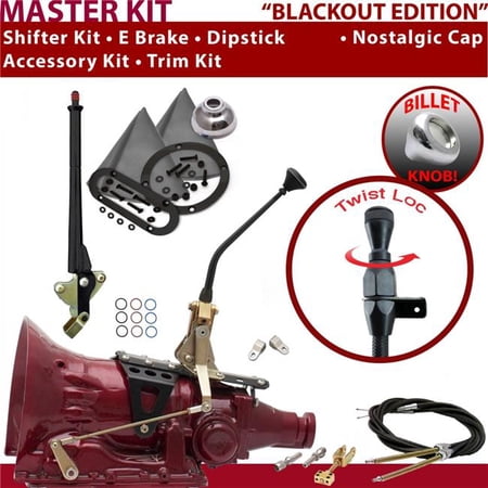 American Shifter 4L80E Shifter Kit Black 10 in. E Brake Cable Clevis Trim Kit Dipstick for EF602
