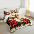 thumbnail image 3 of Manfei Cute Christmas Reindeer Bedding Comforter Set,Rustic Xmas Flower Twin Comforter Sets,Red Green Beige Bedding Set For Adults,Microfiber Bedroom Decor Reversible,2pcs, 3 of 8