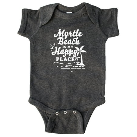 

Inktastic Myrtle Beach is My Happy Place with Palm Trees Gift Baby Boy or Baby Girl Bodysuit
