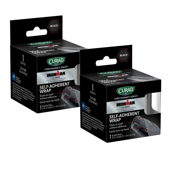 Curad Performance Series Self-Adherent Wrap, 2″ x 5 yds Medical Cohesive Bandage Self Adhesive Wrap, Vet Wrap Athletic Tape Ideal for Sports, First Aid, Knee, Ankle and Wrist Sprains Pack of 2