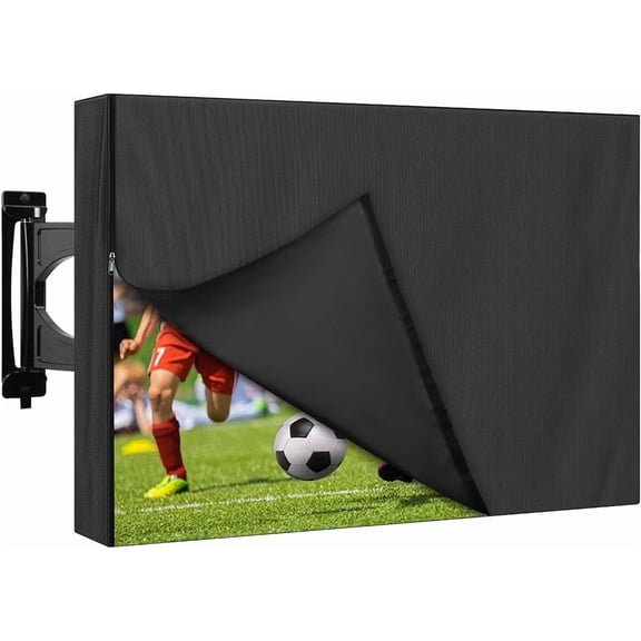 Waterproof and Weatherproof Outdoor TV Cover with Zipper Front Flap for 44-46 inch Outside Flat Screen TV, Heavy Duty 600D Oxford Outdoor TV Enclosure Size 42.5''W x 26''H x 5.5''D,Black Black with