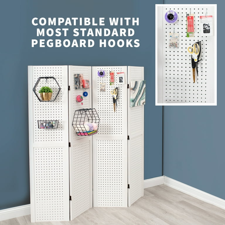 Wall Control Pegboard Hobby Craft Pegboard Organizer Storage Kit with  Orange Pegboard and White Accessories