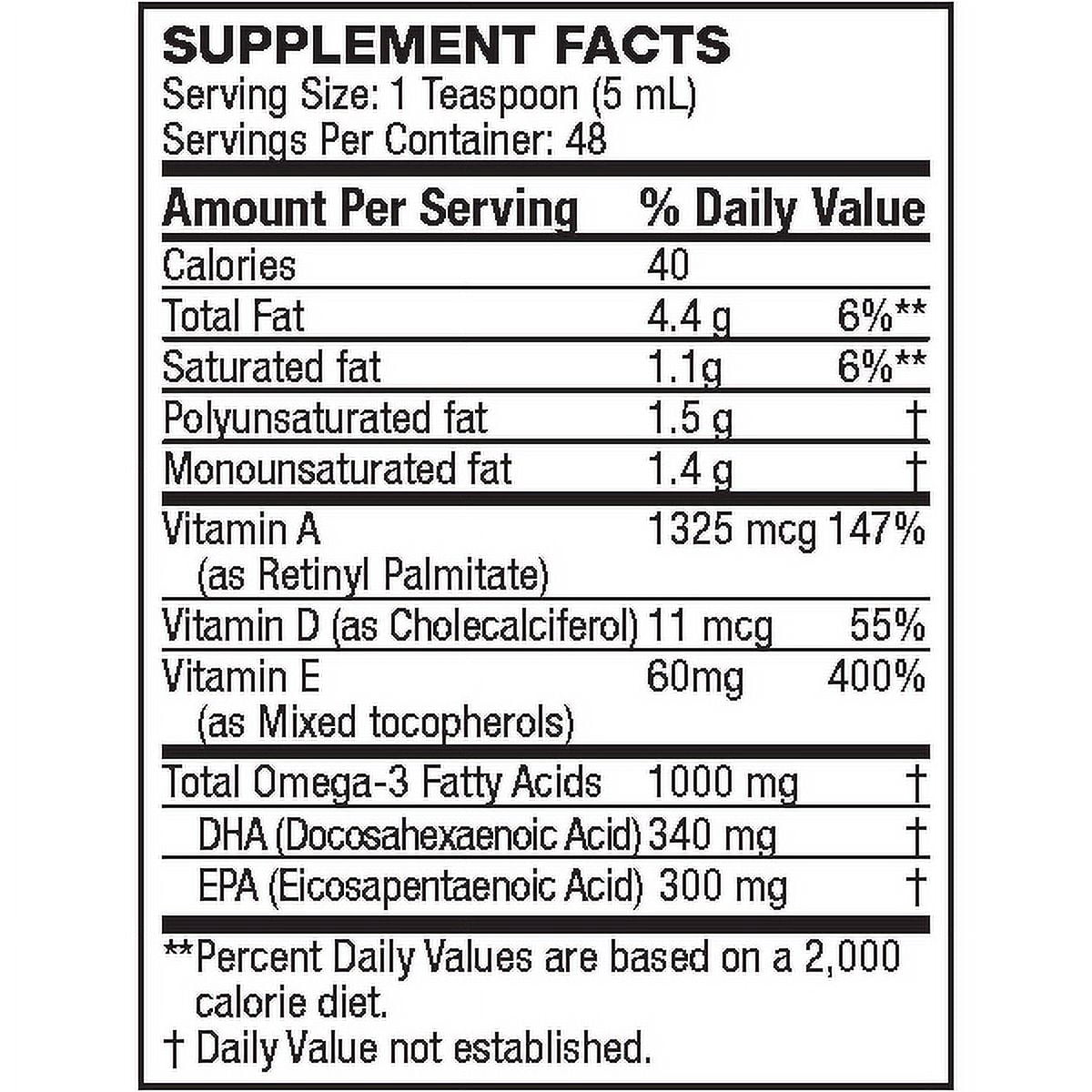 Life's Fortune Cod Liver Oil Liquid, Lemon Flavor, 16 Oz, 1000 Mg Omega 3 Supplement, Fish Oil Liquid, Wild-Caught, Non-GMO