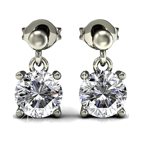 Cate & Chloe Jamie 18k White Gold Plated Stud Earrings with Swarovski Crystals Gift for Women