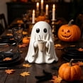 thumbnail image 7 of 3.94 Inch Cute Ghost Figurine Holding Coffee Cup, Spooky Resin Ghost Statue Tabletop Decor for Halloween Coffee Station Kitchen Shelf, 7 of 7