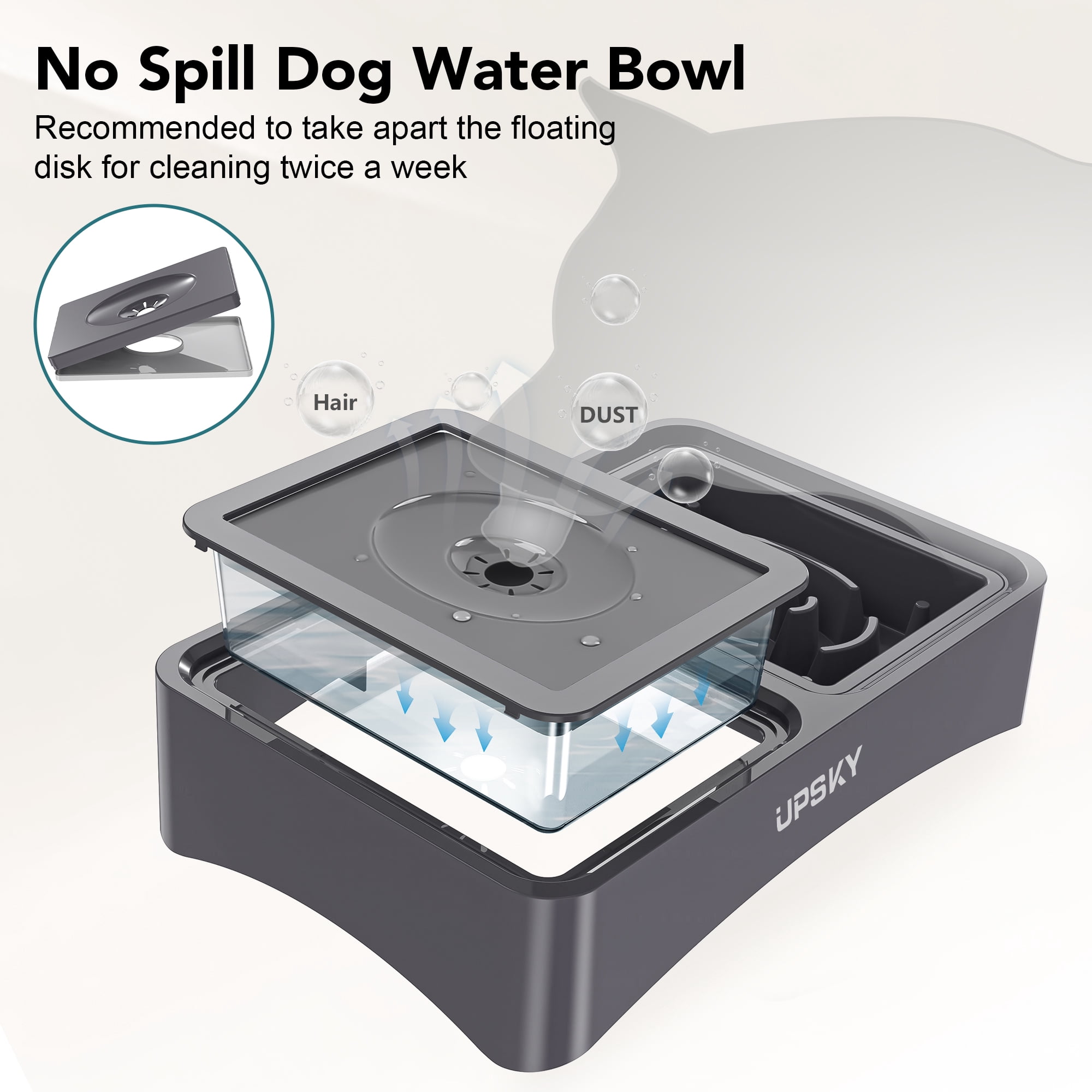 UPSKY 2-in-1 Elevated Dog Bowls Slow Feeder, 4 Height Adjustable Raised Dog Bowl Stand No Spill Dog Water Bowl Dispenser, Anti-Slip Dog Food and Water Bowl for Small Medium Dogs.