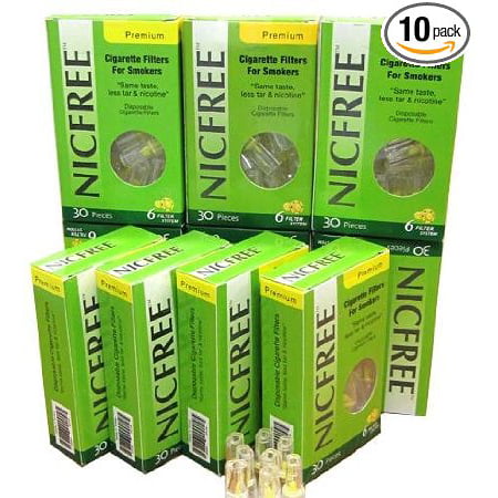 NICFREE DISPOSABLE CIGARETTE FILTERS - 10 PACKS - 300 FILTERS - CUT THE