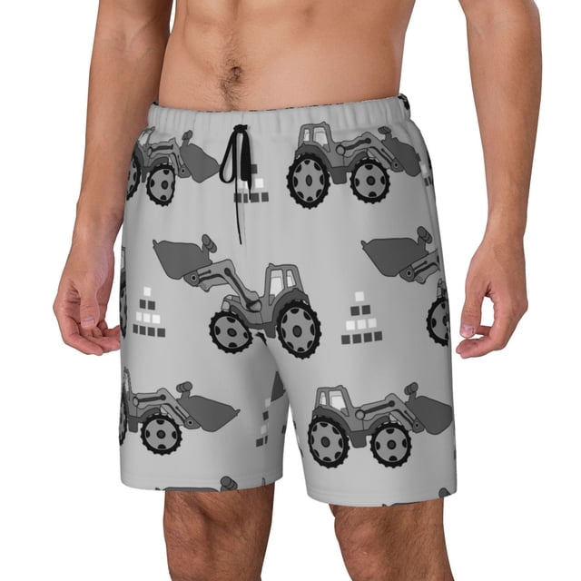 Balery Gray Tractor Bañador para hombre, shorts de playa de secado rápido con entrepierna y forro de compresión-Medium