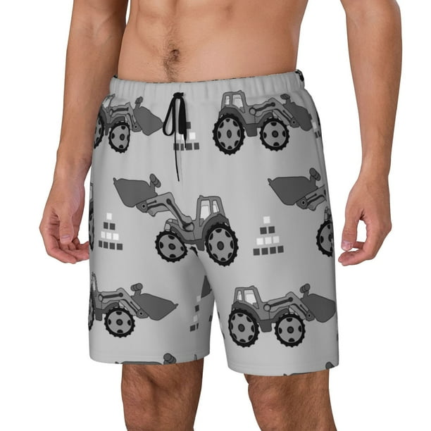 Fotbe Gray Tractor Traje de Baño para Hombre – Shorts de Natación de Secado Rápido con Forro y Bolsillos-Large