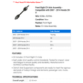 thumbnail image 2 of Front Right CV Axle Assembly - Compatible with 2007 - 2014 Honda CR-V 2008 2009 2010 2011 2012 2013, 2 of 2