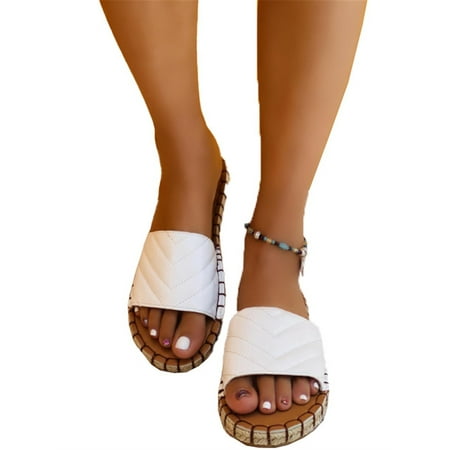 

YCCOTO Womens Summer Slip On Open Toe Slides Slippers Flat Sandals Platform Shoes