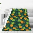 thumbnail image 4 of Salouo Pineapples with Palm Leaves Print Bed Blankets,Flannel Blanket Comfortable Air Conditioning Blanket Lightweight Blanket for Sofa Bed Travel & Couch -50"x40", 4 of 8