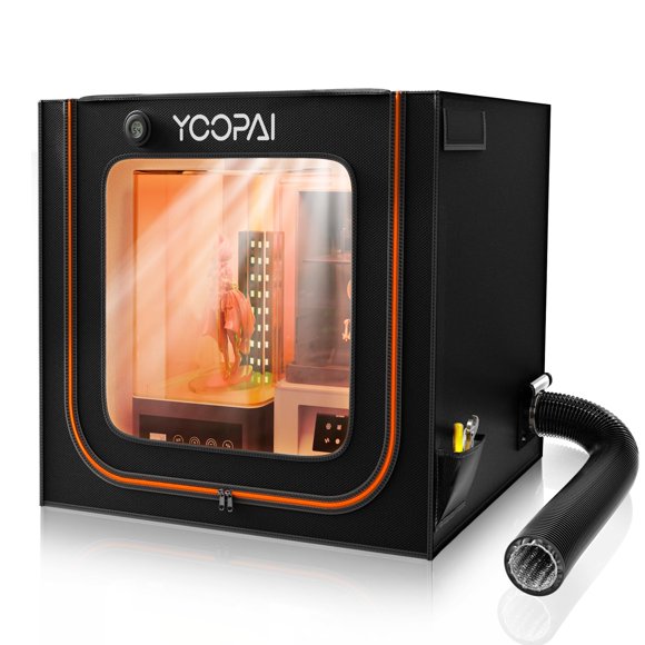 Large Resin 3D Printer Enclosure with Ventilation Kit LED Light, 3D Print Vented Enclosure Tent Cover Eliminate Odors Dustproof Isolate Noise Compati