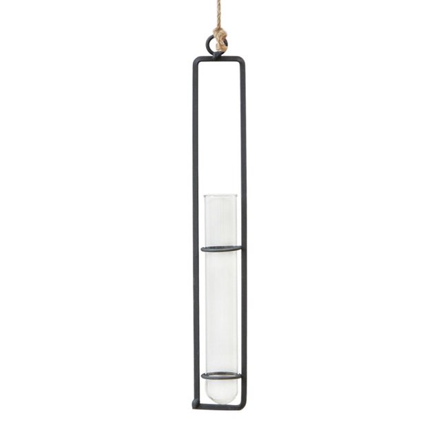 Xihbxyly Jarrón de Tubo de Ensayo de Vidrio Transparente, Elegante Soporte de Hierro Forjado, Decoración para El Hogar, Sala de Estar, Oficina, Elegante Terrario, Varios Tamaños Disponibles, Opciones