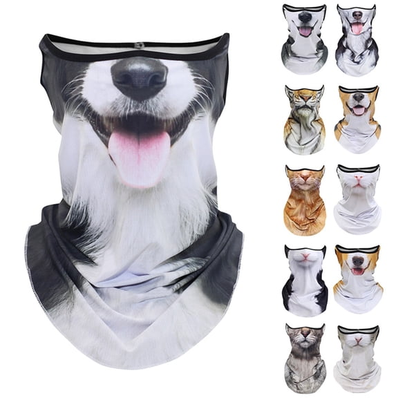 FUZHIQ Cute Bandana Face Mask, 3D Animal Neck Gaiter Face Mask Scarf with Ear Loops for Ski Hiking Riding Sports Outdoor