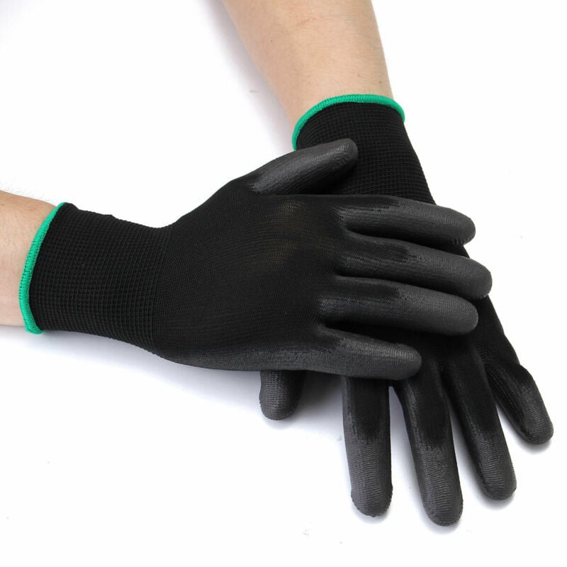 12Pairs Coating Work Gloves Hand Protect PU Nylon Antiskid Dust-proof Type Sets 