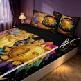 thumbnail image 2 of Homewish 3D Sun and Moon Zipper Full Size Comforter Sets with Fitted Sheet and 2 Pillowcases, Rainbow Flowers Zipper Bedding Set, Black Reversible, 2 of 7