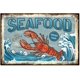 thumbnail image 1 of Letrero de metal vintage con langosta y mariscos, con texto divertido, para garaje, letreros personalizados, letreros para jardín, cueva, placa artística, póster, decoración de pared., 1 of 9