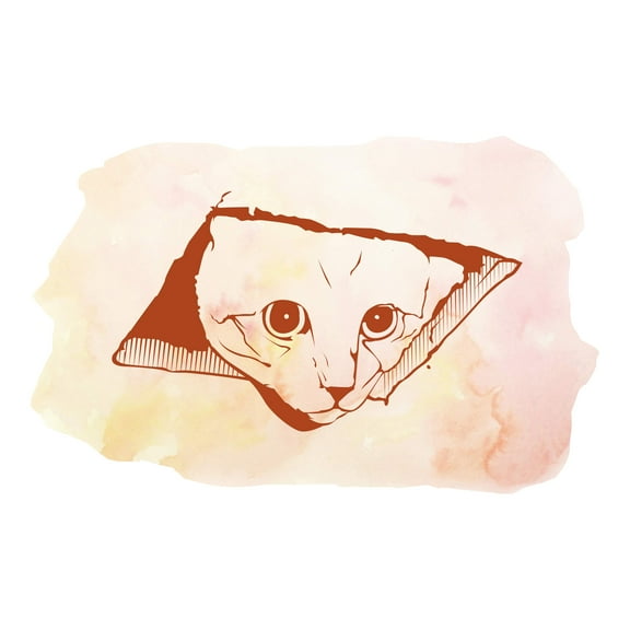 Animal Wall Decals for Children Bedroom - Cat Sneaking from Hole Cat DIY & Creativity Boy Girl Bedroom Wall Sticker - Size: 10 In x 6 In