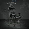 thumbnail image 3 of Lacoo Gaming Chair in Home Office PU Leather Reclining Gaming Chair Adjustable Adjustable Headrest and Lumbar Pillow, Black, 3 of 7
