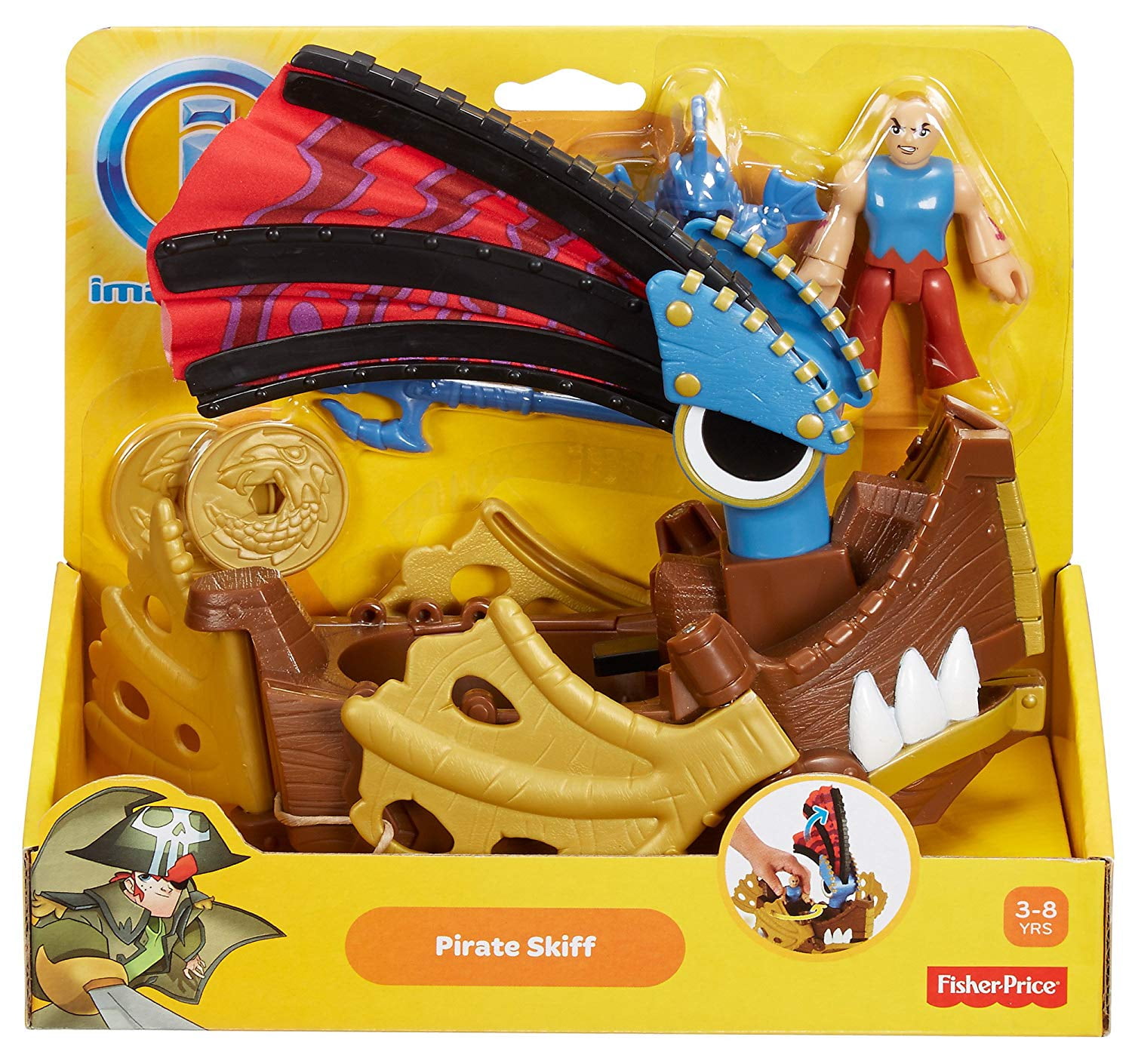 X7659 Ship Pirate Figure Toy Skiff Fisher Imaginext for sale online 