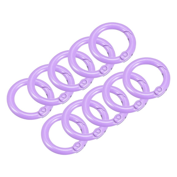 10Pack Round Spring O Rings, 1 Inch(24mm) Trigger Buckle Snap for Bags, Keyrings, Purple