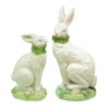 Set of 2 Sweet Delights Crackled Ceramic Sitting Bunny Rabbit Easter Figures