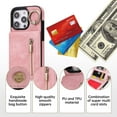 thumbnail image 2 of VENINGO for iPhone 16 Pro Wallet Case 6.3" with Ring Holder, Zipper Wallet Slot PU Leather Holder Magnetic Lock Lightweight Shockproof Full Body Protective Cover for iPhone 16 Pro, Rose Gold, 2 of 8