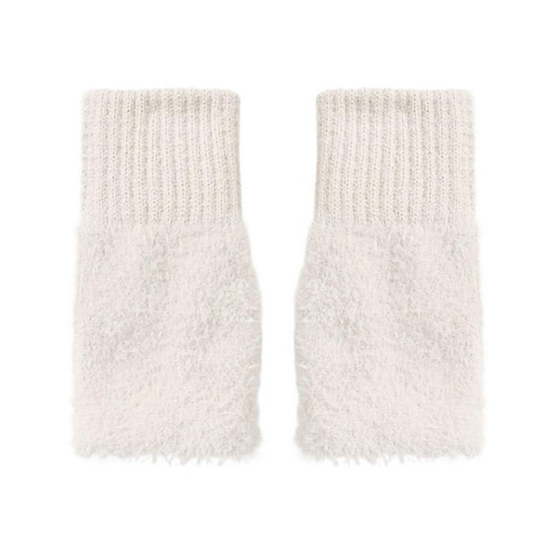 Guantes de invierno de felpa suave para mujer, de medio dedo, de forro polar sin dedos, cálidos y cómodos para ir al trabajo y estudiar, de poliéster, talla 14 x 8 cm.