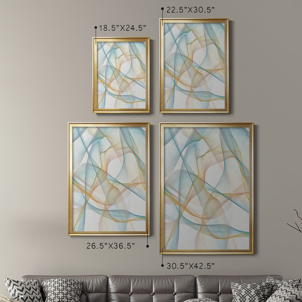 Curves and Waves III Premium Framed Print, in Gold, Black, or Silver - Ready to Hang