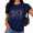 Navy Blue, variant on Cozymy Halloween Dancing Skeletons Retro Graphic Tee Women's Short Sleeve Crew Neck Top