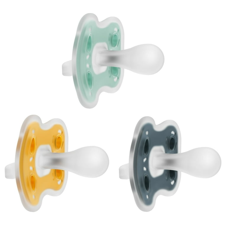 Dr. Brown's Advantage One-Piece Silicone Baby Pacifier, Fully Symmetrical, Neutral, 6-18M, 3 Pack