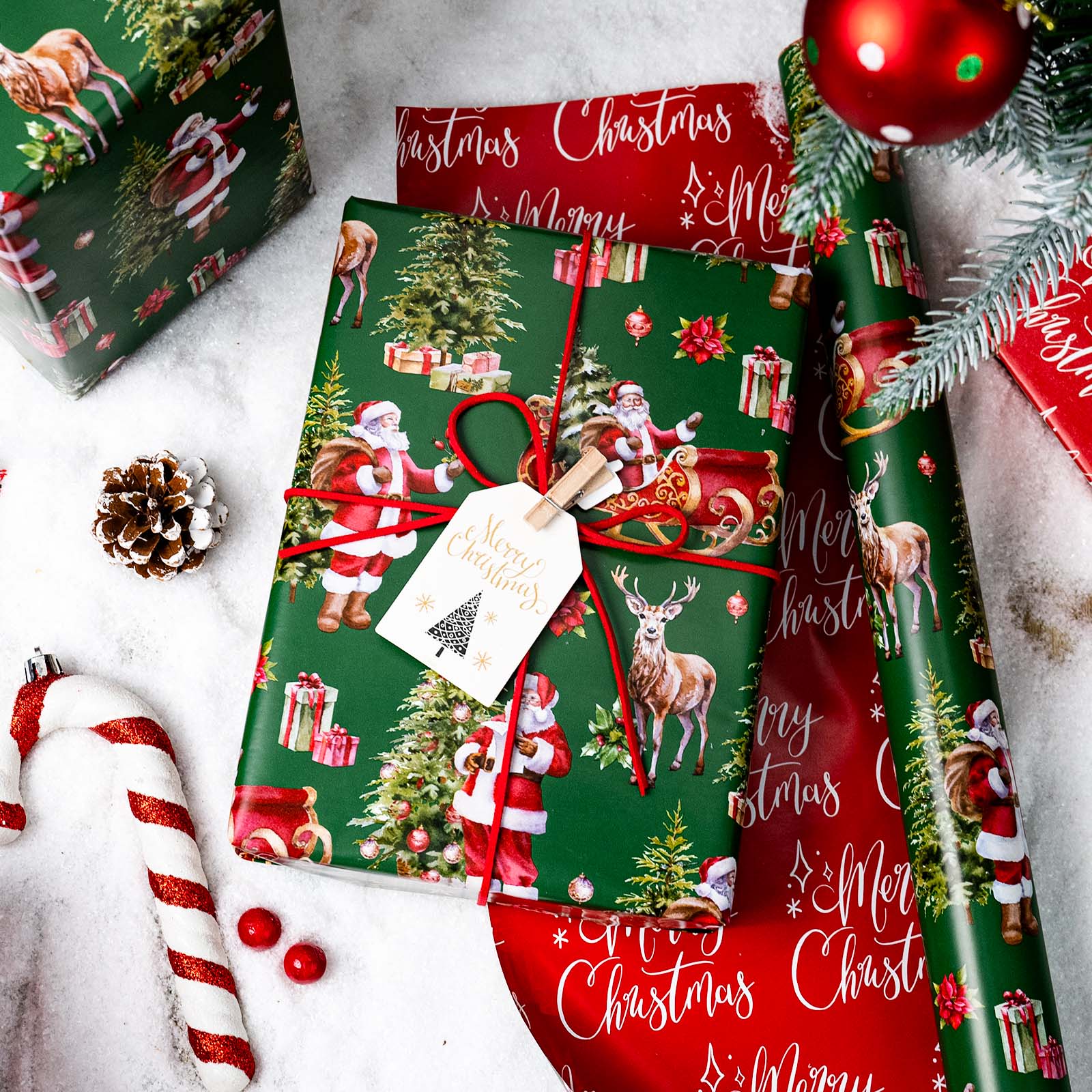 Homeral Green Christmas Wrapping Paper - Holiday Design photo 2